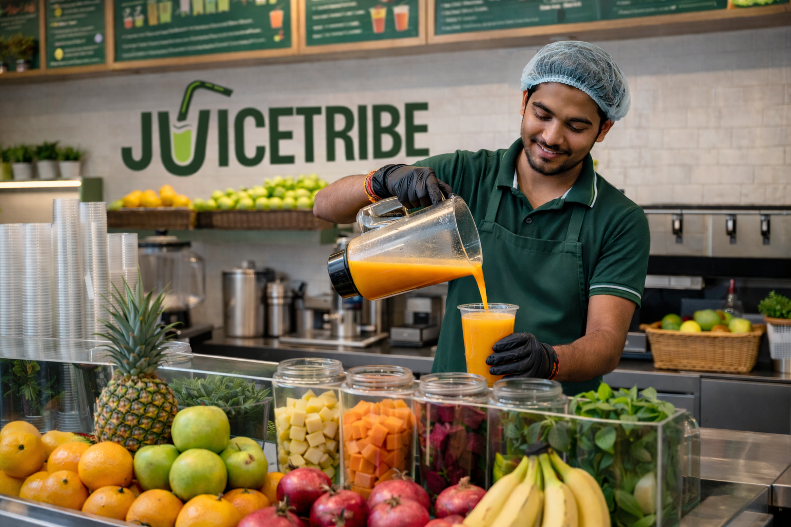 JuiceTribe store — fresh juice made in front of you